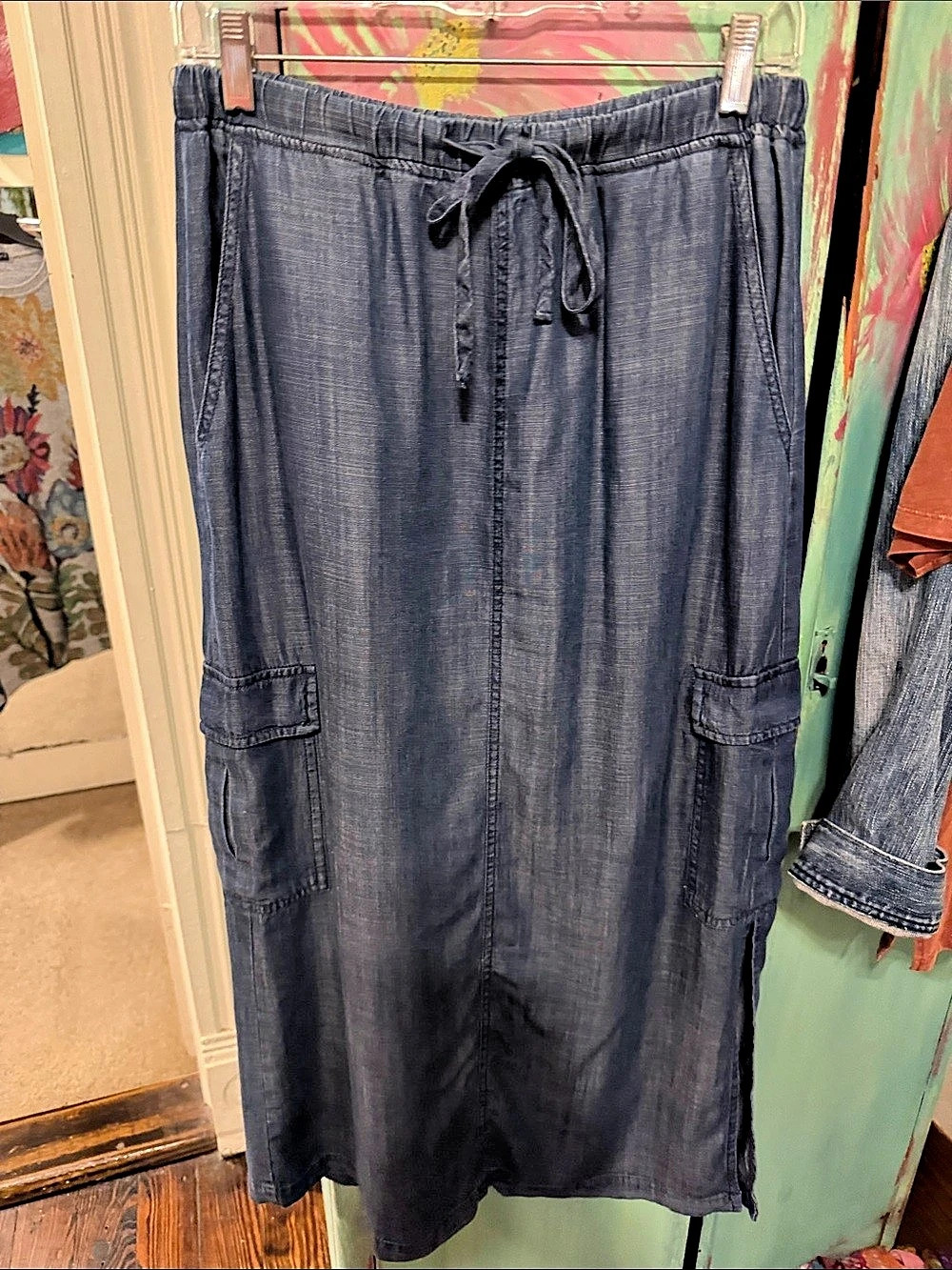 Blue Maxi Cargo Skirt